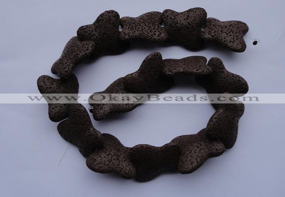 CLV34 15 inches 26*28mm butterfly-shaped chocolate natural lava beads