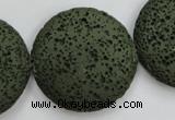 CLV405 15.5 inches 32mm flat round dyed lava beads wholesale