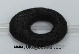 CLV43 15.5 inches 25*33mm oval black natural lava beads wholesale