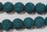 CLV454 15.5 inches 12mm round dyed blue lava beads wholesale