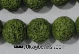 CLV465 15.5 inches 18mm round dyed green lava beads wholesale