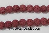 CLV468 15.5 inches 8mm round dyed red lava beads wholesale