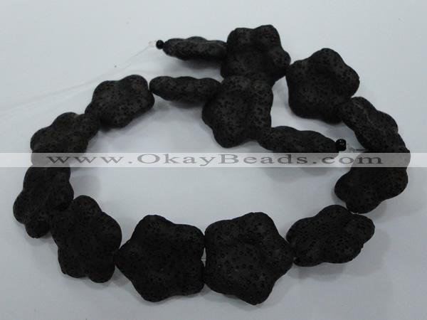 CLV47 15 inches 8*26mm star black natural lava beads wholesale