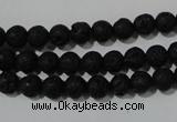 CLV483 15.5 inches 6mm round black lava beads wholesale