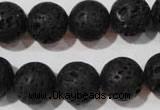 CLV487 15.5 inches 14mm round black lava beads wholesale