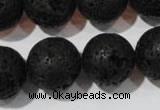 CLV489 15.5 inches 18mm round black lava beads wholesale