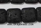 CLV495 15.5 inches 20*20mm square black lava beads wholesale