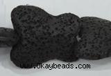 CLV52 15 inches 25*30mm butterfly-shaped black natural lava beads