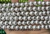 CLV531 15.5 inches 6mm round plated lava beads wholesale