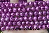 CLV538 15.5 inches 6mm round plated lava beads wholesale