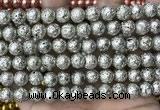 CLV540 15.5 inches 8mm round plated lava beads wholesale