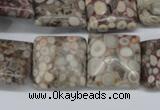 CMB21 15.5 inches 18*18mm square natural medical stone beads