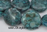 CMB43 15.5 inches 20mm flat round dyed natural medical stone beads