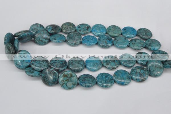 CMB43 15.5 inches 20mm flat round dyed natural medical stone beads