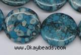 CMB44 15.5 inches 25mm flat round dyed natural medical stone beads