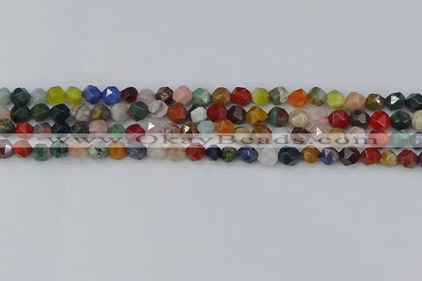 CME106 15.5 inches 6mm faceted nuggets mixed gemstone beads