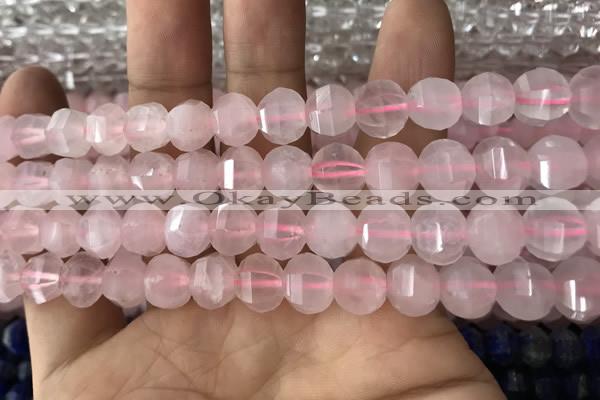 CME201 15.5 inches 7*9mm - 8*10mm pumpkin rose quartz beads