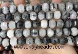 CME302 15.5 inches 8*11mm - 9*12mm pumpkin black rutilated quartz beads