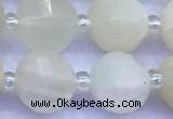 CME357 15 inches 10mm pumpkin white moonstone beads