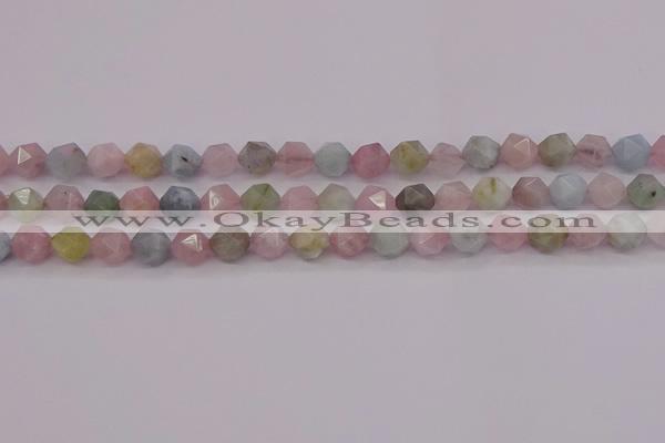 CMG202 15.5 inches 8mm faceted nuggets morganite gemstone beads