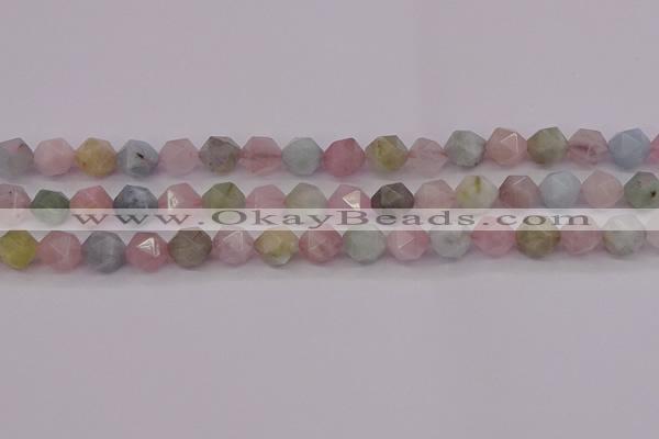 CMG203 15.5 inches 10mm faceted nuggets morganite gemstone beads