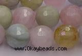 CMG213 15.5 inches 12mm faceted round morganite beads wholesale