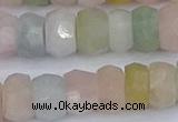 CMG218 15.5 inches 6*11mm faceted rondelle morganite beads