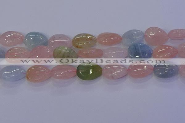 CMG234 15.5 inches 13*18mm flat teardrop morganite beads wholesale