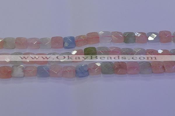 CMG259 15.5 inches 10*10mm faceted square morganite beads