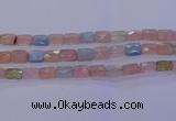 CMG277 15.5 inches 8*12mm faceted rectangle morganite beads