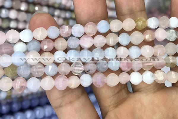 CMG307 15.5 inches 6mm faceted round morganite beads