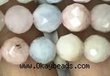 CMG322 15.5 inches 8mm faceted round morganite gemstone beads