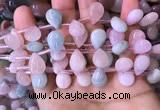 CMG356 Top drilled 10*14mm flat teardrop natural morganite beads