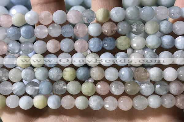 CMG386 15.5 inches 6mm faceted round morganite beads wholesale