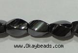 CMH151 15.5 inches 5*8mm twisted rice magnetic hematite beads