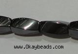 CMH152 15.5 inches 5*11mm twisted rice magnetic hematite beads