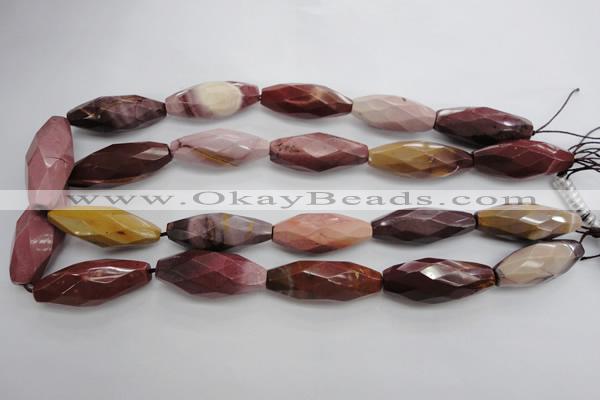 CMK132 15.5 inches 14*35mm faceted rice mookaite beads wholesale