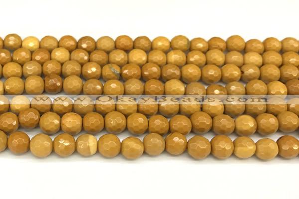 CMK365 15 inches 6mm faceted round yellow mookaite beads