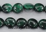 CMN100 15.5 inches 14mm flat round natural malachite beads wholesale