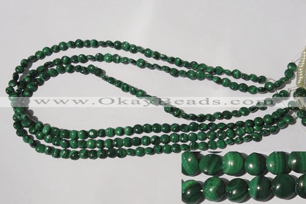 CMN250 15.5 inches 6mm flat round natural malachite beads wholesale