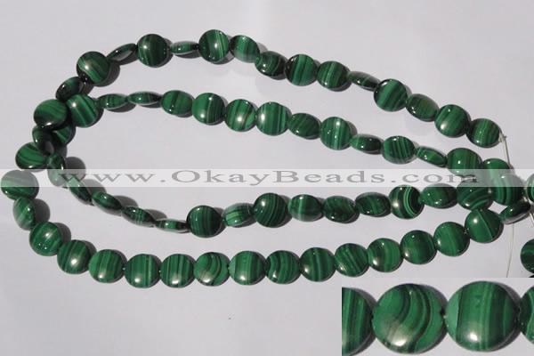 CMN253 15.5 inches 12mm flat round natural malachite beads wholesale