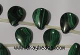 CMN322 Top-drilled 12*16mm flat teardrop natural malachite beads