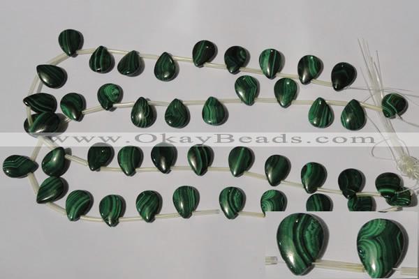 CMN324 Top-drilled 15*20mm flat teardrop natural malachite beads