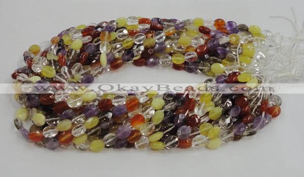 CMQ01 15.5 inches 6*8mm faceted oval multicolor quartz beads