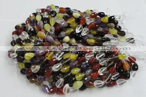 CMQ21 15.5 inches 10*14mm faceted teardrop multicolor quartz beads