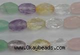 CMQ250 15.5 inches 8*12mm faceted rice multicolor quartz beads