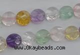 CMQ251 15.5 inches 10mm faceted coin multicolor quartz beads