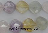 CMQ255 15.5 inches 14*14mm faceted diamond multicolor quartz beads