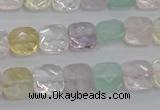 CMQ256 15.5 inches 10*10mm faceted square multicolor quartz beads