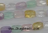 CMQ257 15.5 inches 8*12mm faceted rectangle multicolor quartz beads